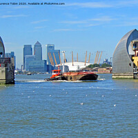 Buy canvas prints of Docklands, Dome, Thames Barrier by Laurence Tobin