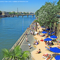 Buy canvas prints of Temporary Beach on the Seine, Paris by Laurence Tobin