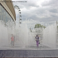 Buy canvas prints of Royal Festival Hall Fountains, London by Laurence Tobin
