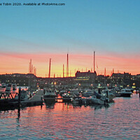Buy canvas prints of Harbour Sunset, Scarborough, North Yorkshire by Laurence Tobin