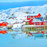 Buy canvas prints of Norwegian Coastal Houses by Laurence Tobin