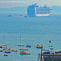 Buy canvas prints of Cruise Liner off Guernsey, Channel Islands by Laurence Tobin