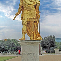 Buy canvas prints of Charles II statue in Chelsea by Laurence Tobin