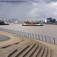 Buy canvas prints of Ferry leaving North Woolwich, London by Laurence Tobin