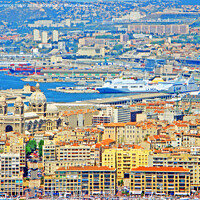 Buy canvas prints of Birds Eye view of Marseilles, France by Laurence Tobin