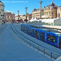 Buy canvas prints of Tramway in Montpellier, France by Laurence Tobin