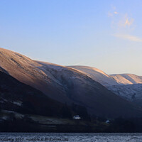 Buy canvas prints of Bassenthwaite Lake District Snow capped mountains by David Thompson