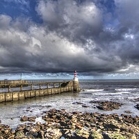 Buy canvas prints of Amble pier Northumberland Coast by David Thompson