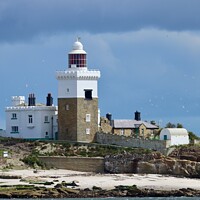 Buy canvas prints of Coquet Island Lighthouse Northumberland Coast by David Thompson