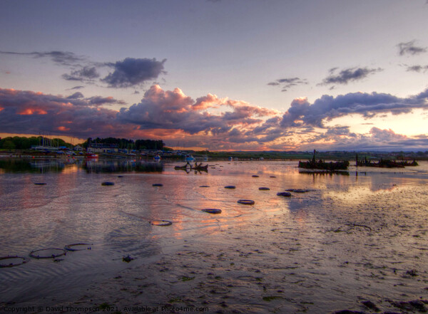 Sunset River Coquet Amble Picture Board by David Thompson