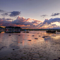 Buy canvas prints of Sunset River Coquet Amble by David Thompson