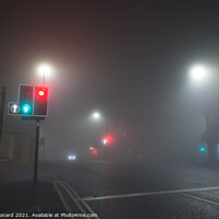 Buy canvas prints of Incredibly thick fog at a cross road junction at broomhill, sheffield by Rhys Leonard