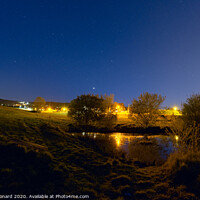 Buy canvas prints of Small pond on hayesbank common, Malvern, at night by Rhys Leonard