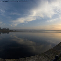 Buy canvas prints of Super wide angle sunset at redmires reservoirs, fish eye perspective by Rhys Leonard