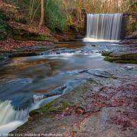 Buy canvas prints of Majestic Nant Mill Waterfall by David Thomas