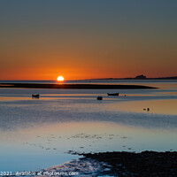 Buy canvas prints of Majestic Sunrise over Lindisfarne Harbour by David Thomas