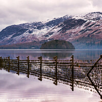 Buy canvas prints of Serene Winter Reflections on Derwent Water by David Thomas