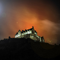 Buy canvas prints of Edinburgh Castle misty night by Philip Hawkins