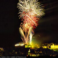 Buy canvas prints of Edinburgh Castle fireworks by Philip Hawkins