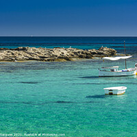 Buy canvas prints of Fishing boats and rocks by Vicente Sargues