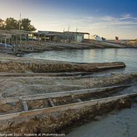 Buy canvas prints of Fishing piers at sunset by Vicente Sargues