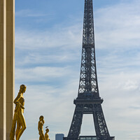 Buy canvas prints of Golden sculptures and Eiffel tower by Vicente Sargues