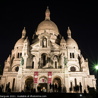 Buy canvas prints of Sacred Heart Basilica at night by Vicente Sargues