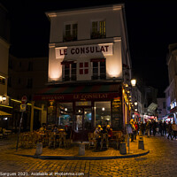 Buy canvas prints of Typical french restaurant at night by Vicente Sargues