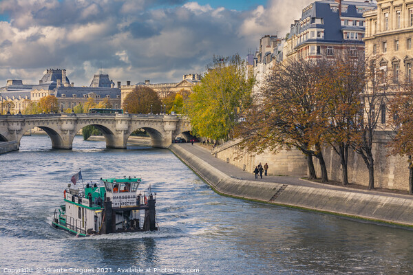 Tour by the Seine river Picture Board by Vicente Sargues