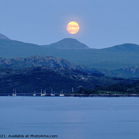 Buy canvas prints of Moon Rising over Safe Harbour at Shieldaig  by mary spiteri