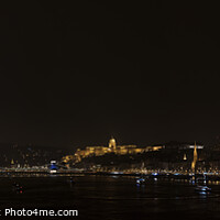 Buy canvas prints of Budapest, River Danube at Night showing Buda Castl by mary spiteri