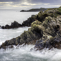 Buy canvas prints of Majestic Slains Castle on a Moody Cliff by Don Nealon