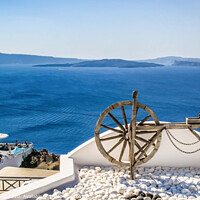 Buy canvas prints of Santorini rooftop view by Pete Evans