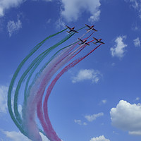 Buy canvas prints of Flying demonstration with colored smoke by Arpad Radoczy