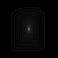Buy canvas prints of Similar a tunnel white logotype shape on the black background by Arpad Radoczy
