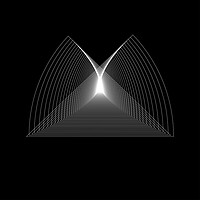 Buy canvas prints of Geometric, white logotype shape on the black background by Arpad Radoczy