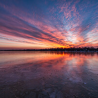 Buy canvas prints of Beautiful sunset light in winter over lake Balaton by Arpad Radoczy