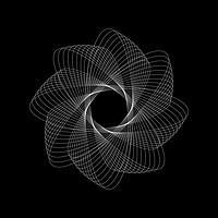 Buy canvas prints of Repetitive white vortex logotype on the black background by Arpad Radoczy