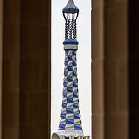 Buy canvas prints of Detail of colorful mosaic work of Park Guell. by Arpad Radoczy