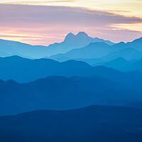 Buy canvas prints of Sunset light over the spanish Pyrenees mountains by Arpad Radoczy