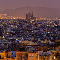 Buy canvas prints of Landscape picture of famous city Barcelona  by Arpad Radoczy
