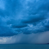 Buy canvas prints of Big powerful storm clouds over the Lake Balaton of Hungary by Arpad Radoczy