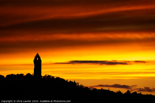 Majestic Sunset at Wallace Monument Picture Board by Chris Lauder