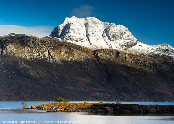 Snow capped Slioch Picture Board by Chris Lauder