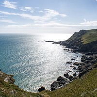 Buy canvas prints of View from the cliffs at Start Point, Devon by Heather Anderton