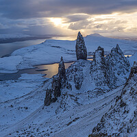 Buy canvas prints of Old man of Storr in winter on the isle of skye, scotland by MIKE HUTTON