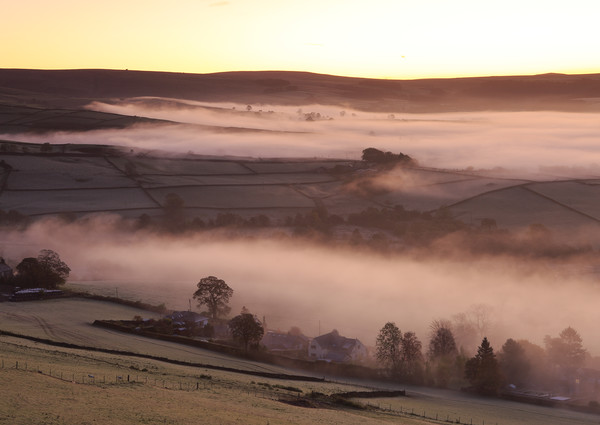 Early morning mist below Chinley Churn ,Derbyshire Picture Board by MIKE HUTTON