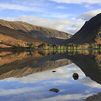 Buy canvas prints of Lake Buttermere reflection in the Lake District by MIKE HUTTON