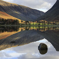 Buy canvas prints of Lake Buttermere reflection in the Lake District by MIKE HUTTON