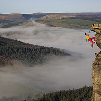 Buy canvas prints of A rock climber free climbing on bamford edge in th by MIKE HUTTON